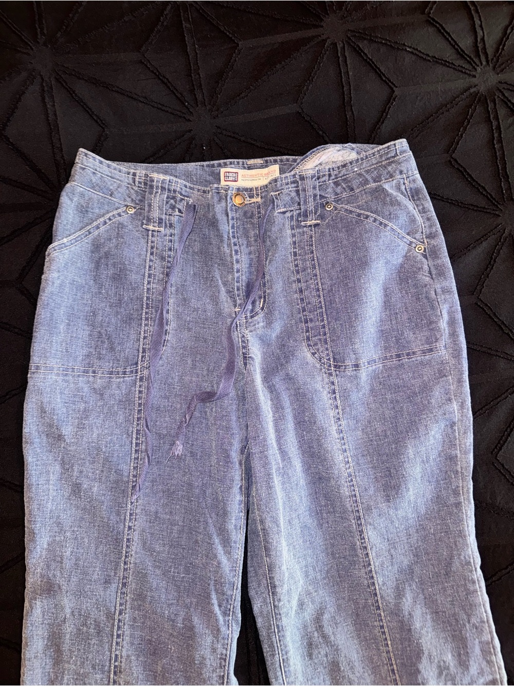 VTG Faded Glory Navy Linen-Blend Trousers - Picture 4 of 5